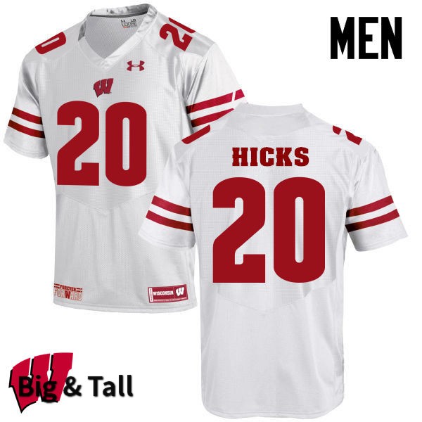 Wisconsin Badgers Men's #20 Faion Hicks NCAA Under Armour Authentic White Big & Tall College Stitched Football Jersey OP40U81CR